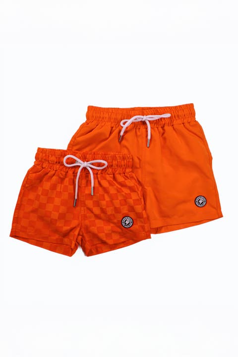 Neon Color Change Checker Swim Trunks (Baby)
