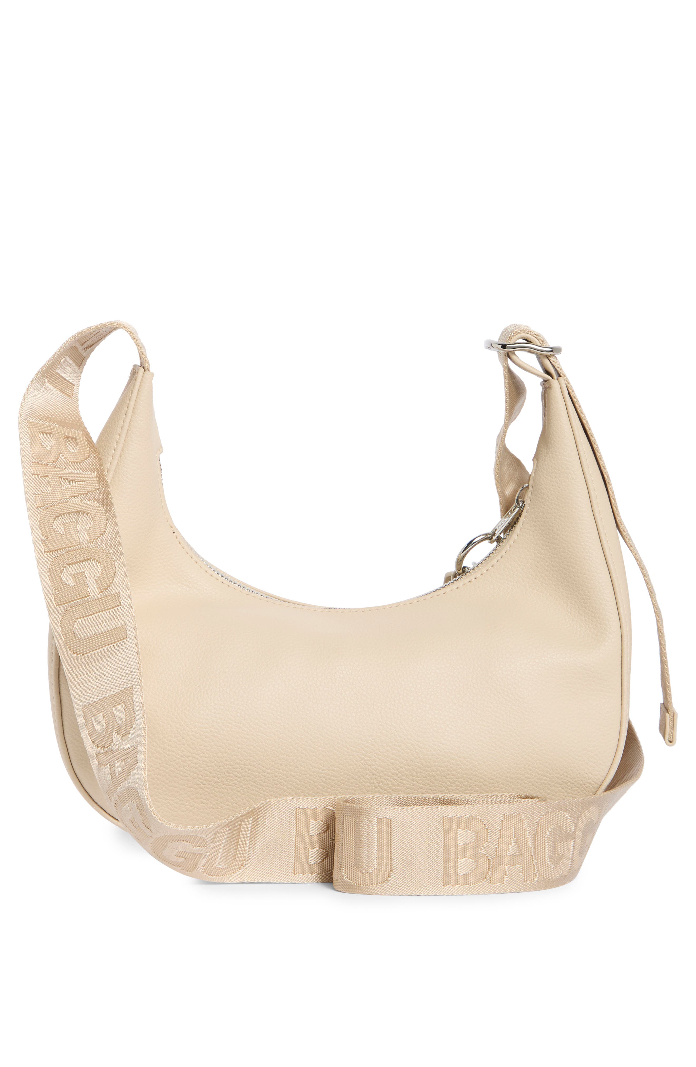 Baggu Small Recycled Leather Crescent Bag, Alternate, color, Stone