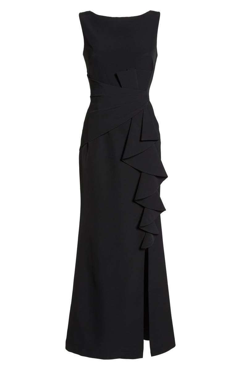 Eliza J Ruffle Front Gown, Alternate, color, Black