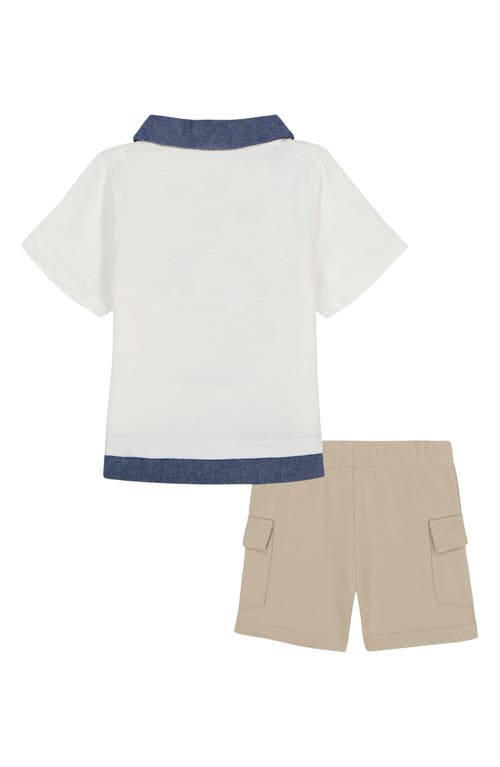 Calvin Klein Embroidered Knit Polo & Woven Shorts Set In White