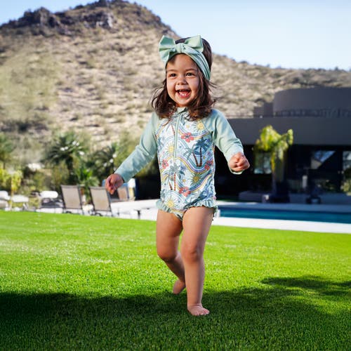 Uv Skinz Long Sleeve Ruffle Legged Swim Suit In Gray