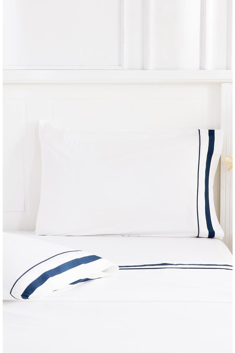 300 Thread Count Percale Border Sheet Set, Alternate, color, NAVY