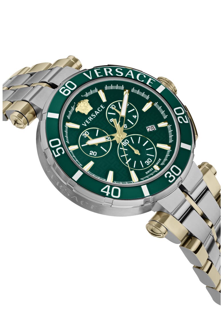 Greca Chronograph Bracelet Watch, 45mm, Alternate, color, TWO TONE