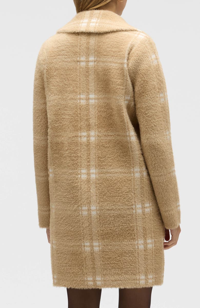 NVLT Eyelash Longline Sweater Coat, Alternate, color, Camel Plaid