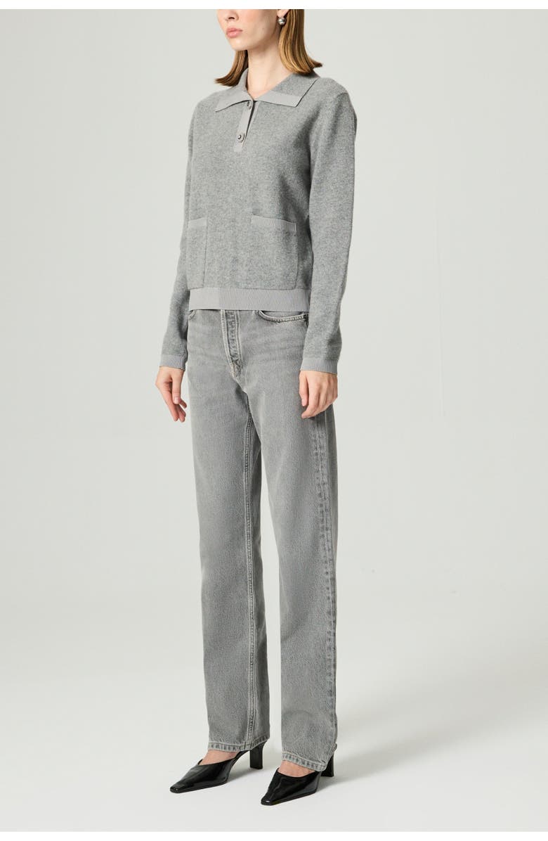 Nocturne Polo Knit Sweater, Alternate, color, Grey