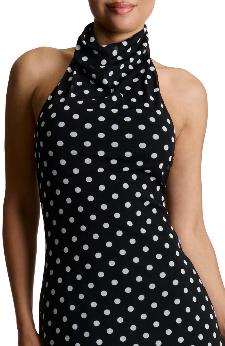 Naked Wardrobe Polka Dot A-Line Halter Dress, Alternate, color, 