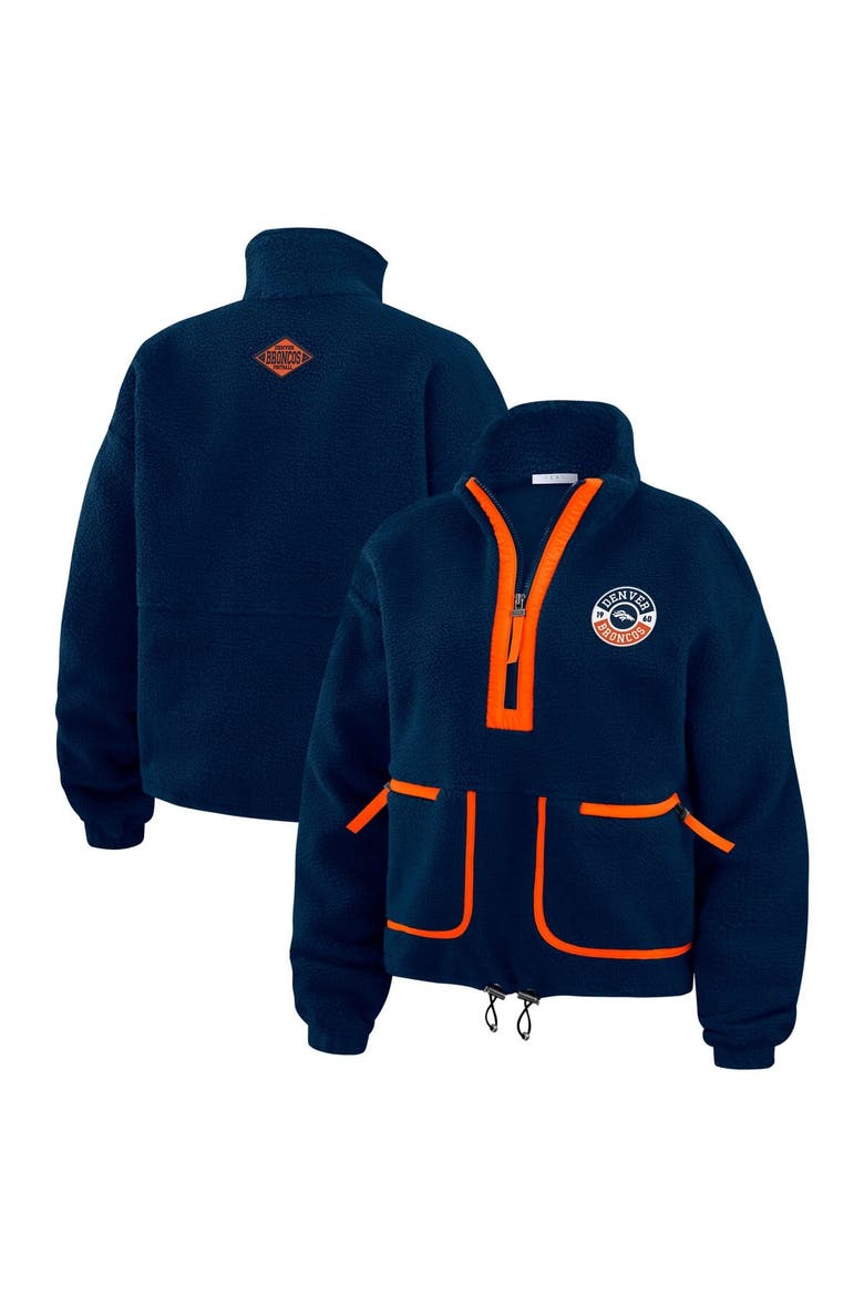 Women's WEAR by Erin Andrews Navy Denver Broncos Polar Fleece Half-Zip Jacket, Main, color, Navy