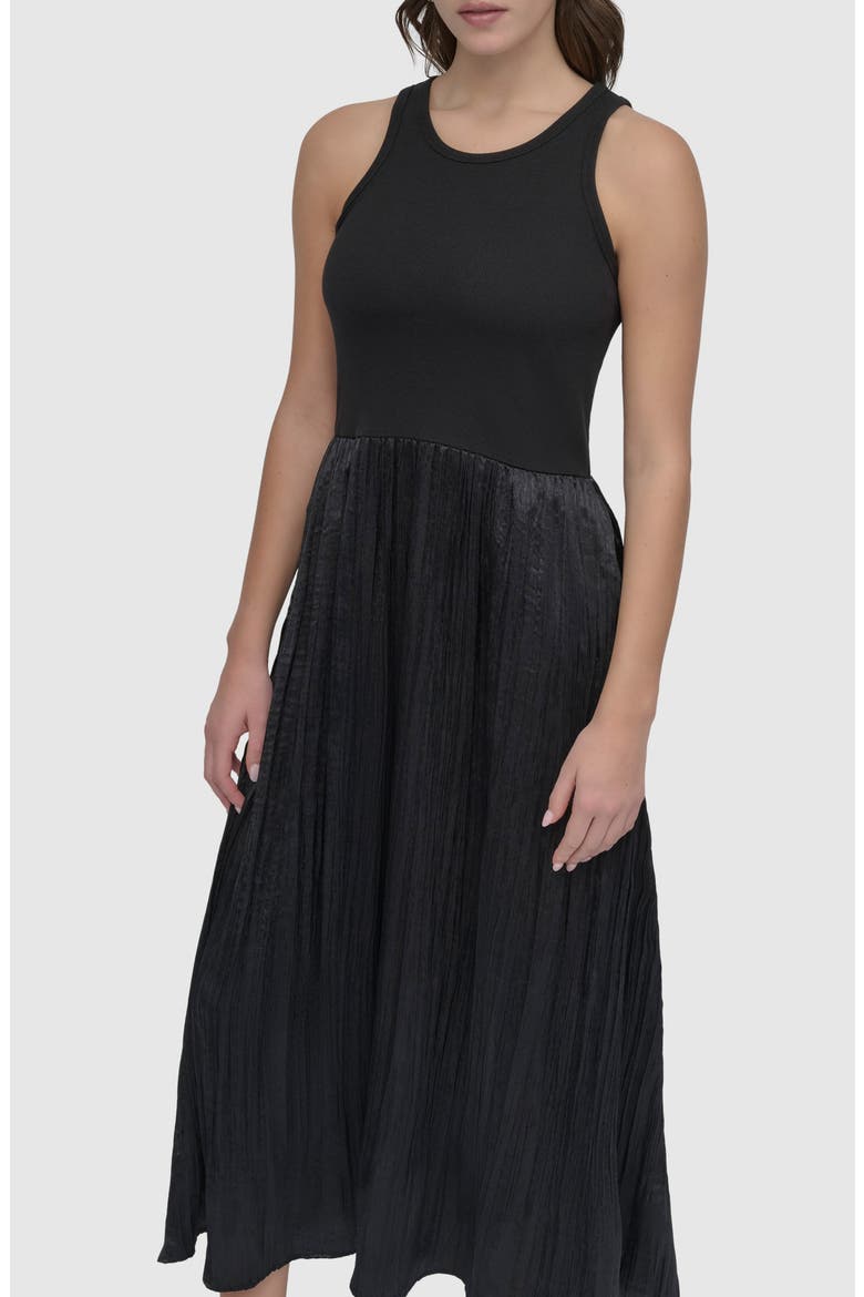 Mixed Media Maxi Dress, Alternate, color, BLACK/ BLACK