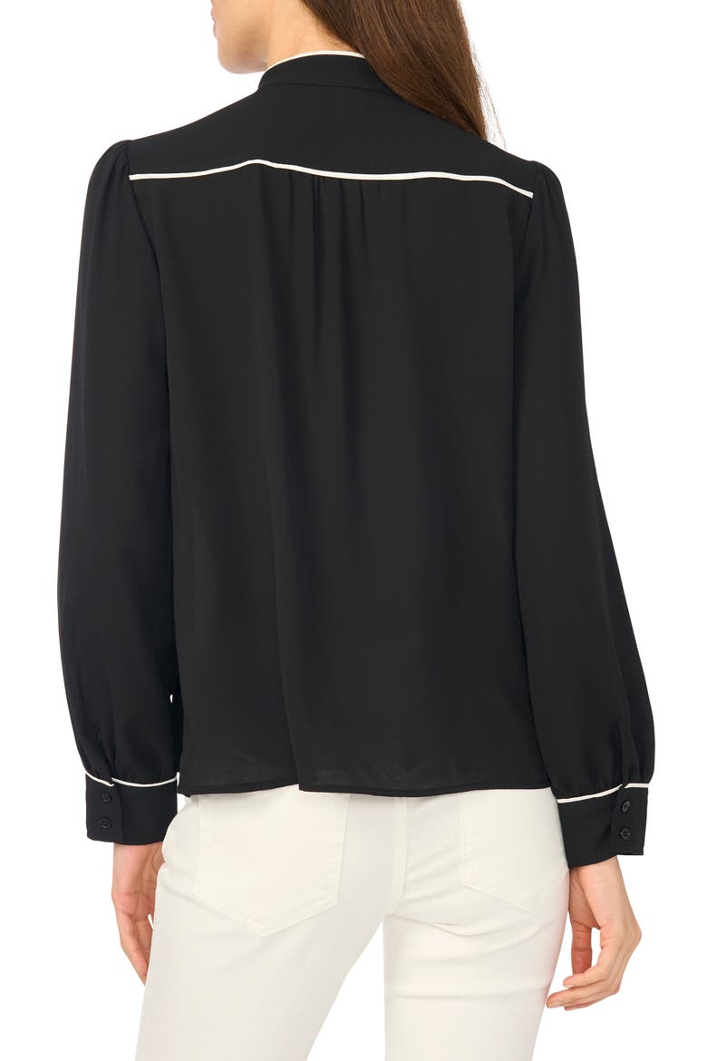 Piping Detail Long Sleeve Top, Alternate, color, RICH BLACK
