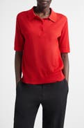 LOULOU DE SAISON Migo Short Sleeve Cashmere Polo Sweater
