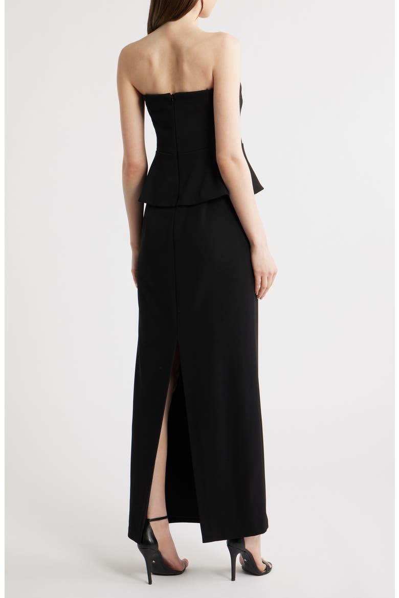 Rhinestone Bow Strapless Gown, Alternate, color, BLACK