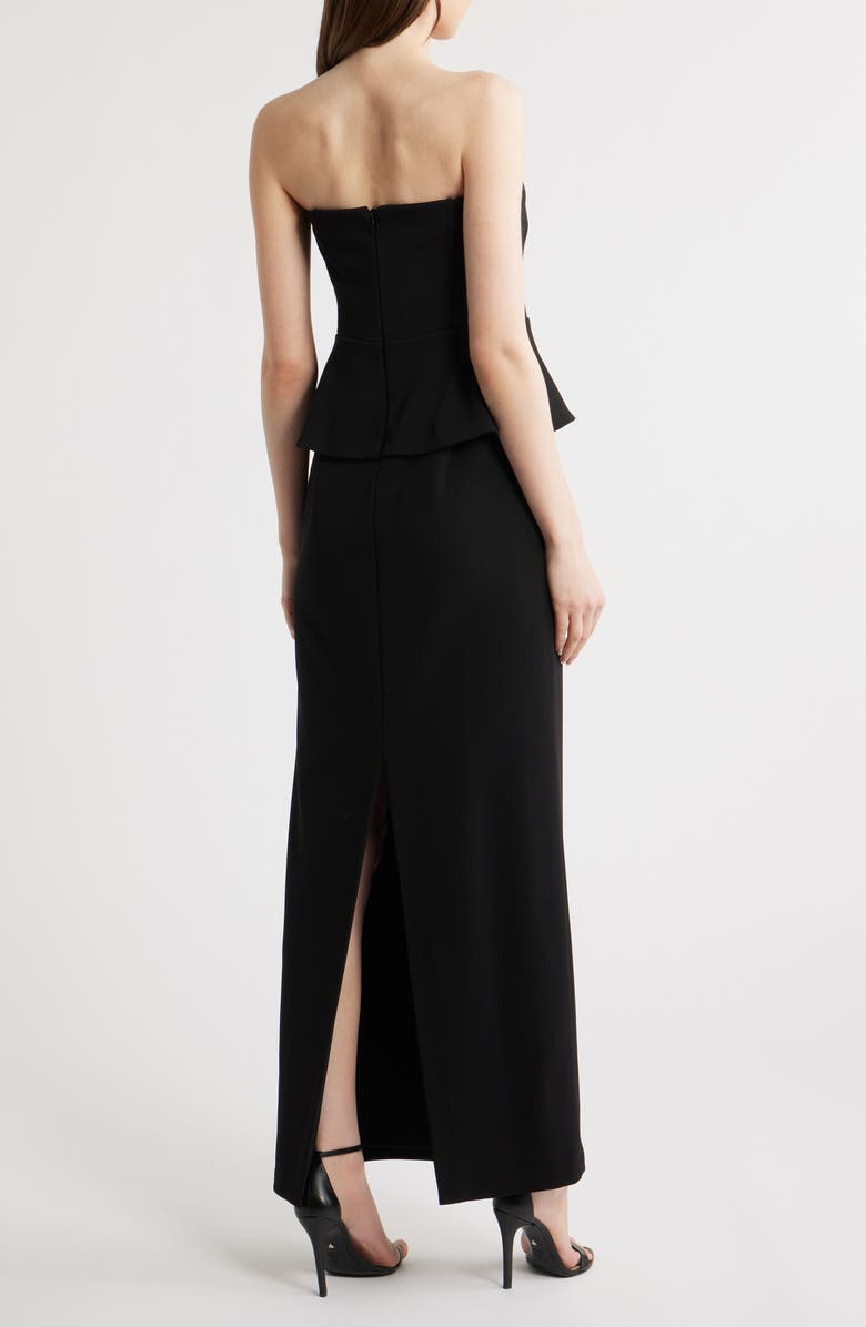 Eliza J Rhinestone Bow Strapless Gown, Alternate, color, Black