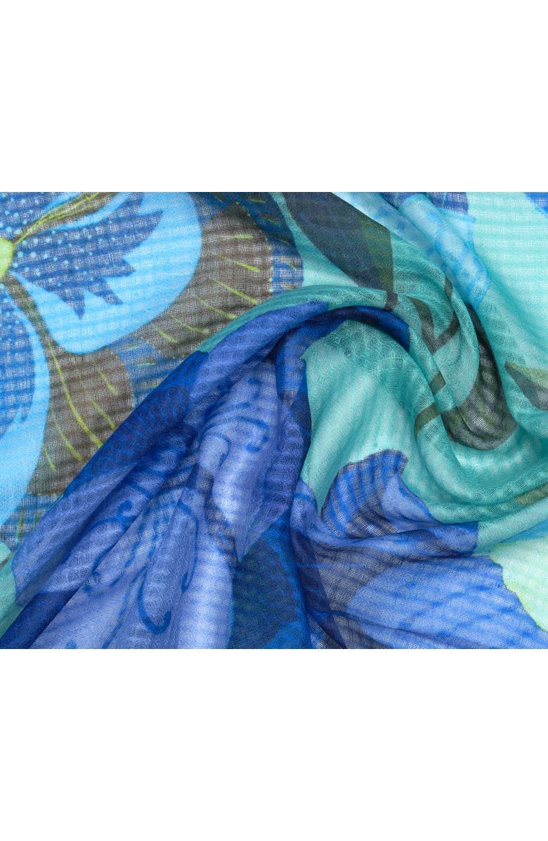 Echo Island Floral Wrap, Alternate, color, Turquoise