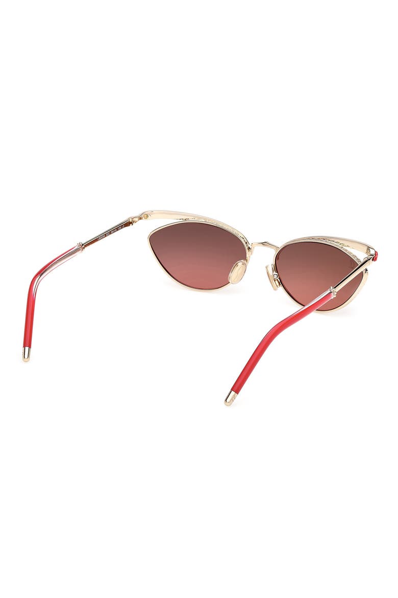 56mm Geometric Sunglasses, Alternate, color, GOLD / RED / ZEISS SMOKE RED