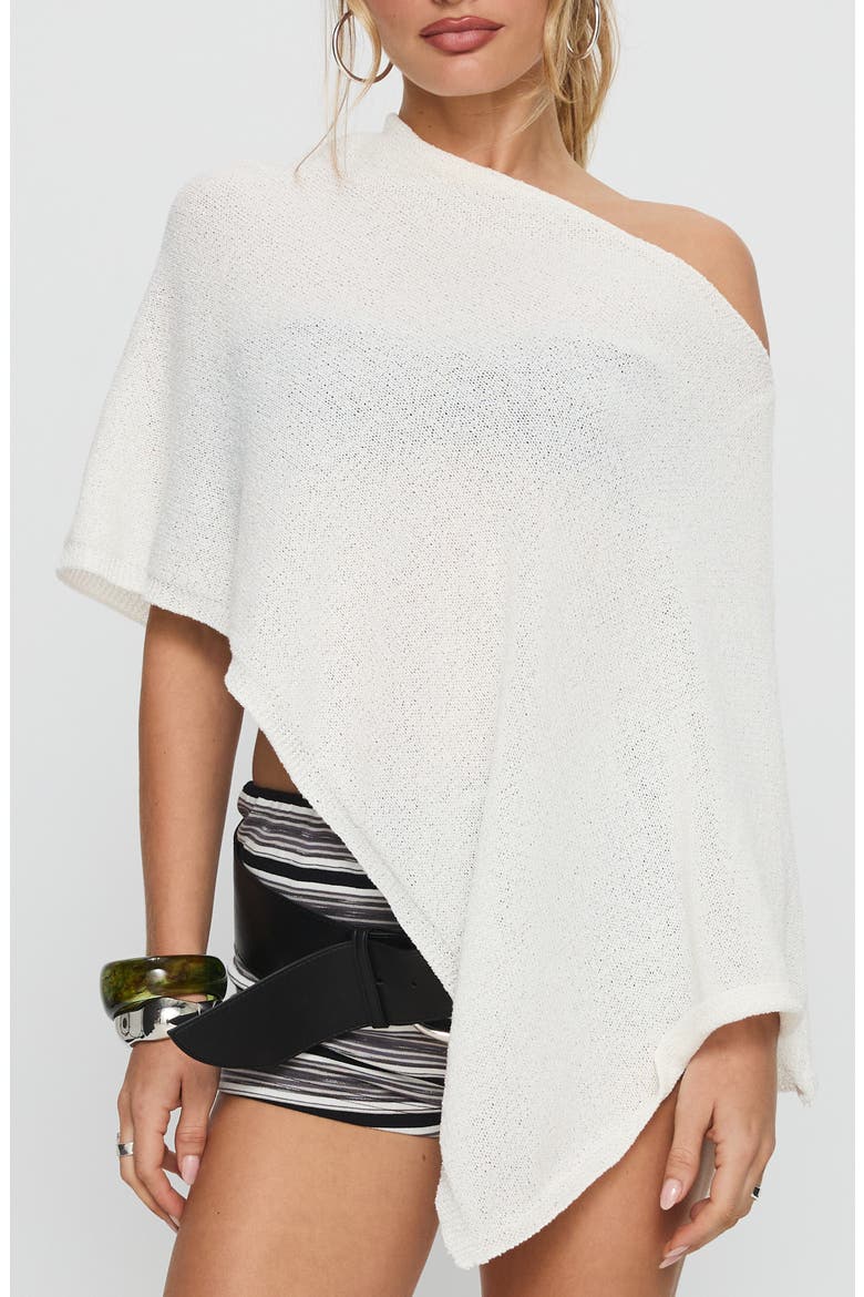 Rouse One-Shoulder Poncho, Main, color, WHITE