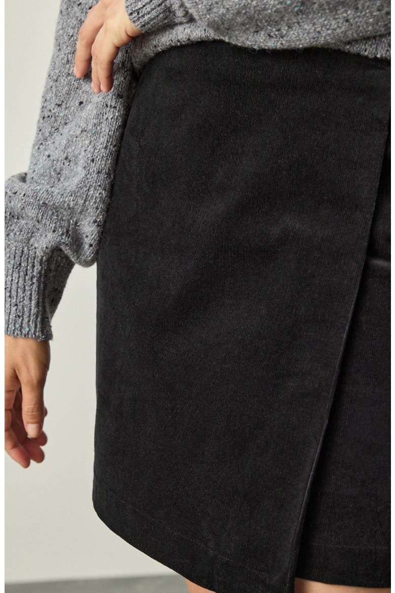 Wrap Front Corduroy Miniskirt, Alternate, color, BLACK