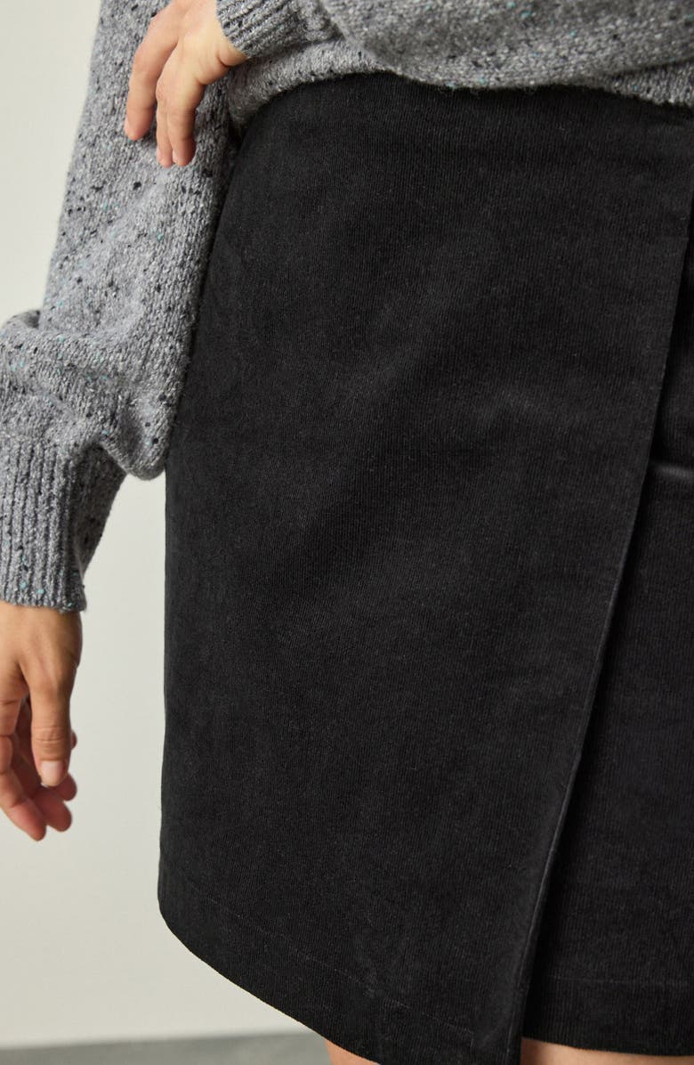NEXT Wrap Front Corduroy Miniskirt, Alternate, color, Black