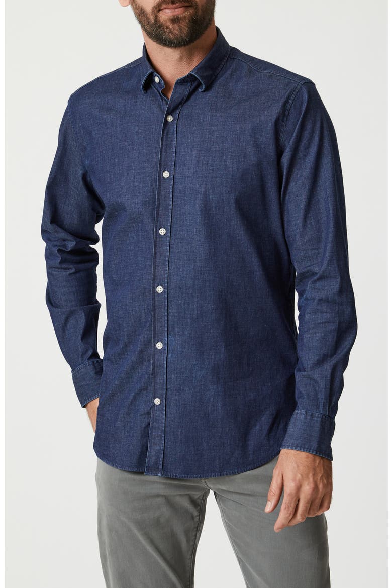 Stretch Denim Button-Up Shirt, Main, color, MEDIUM