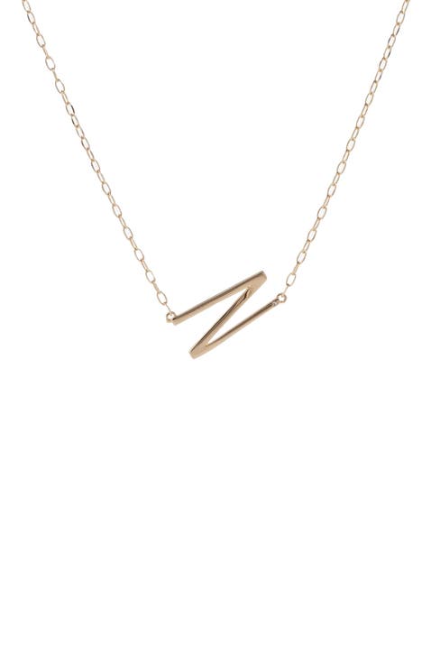 Gold Elongated Initial Pendant Necklace