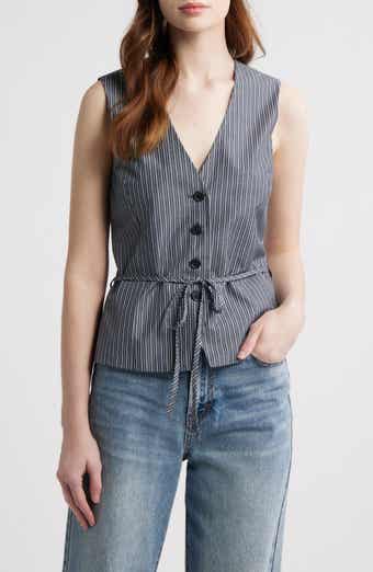 Paulette Stripe Tie Waist Poplin Vest