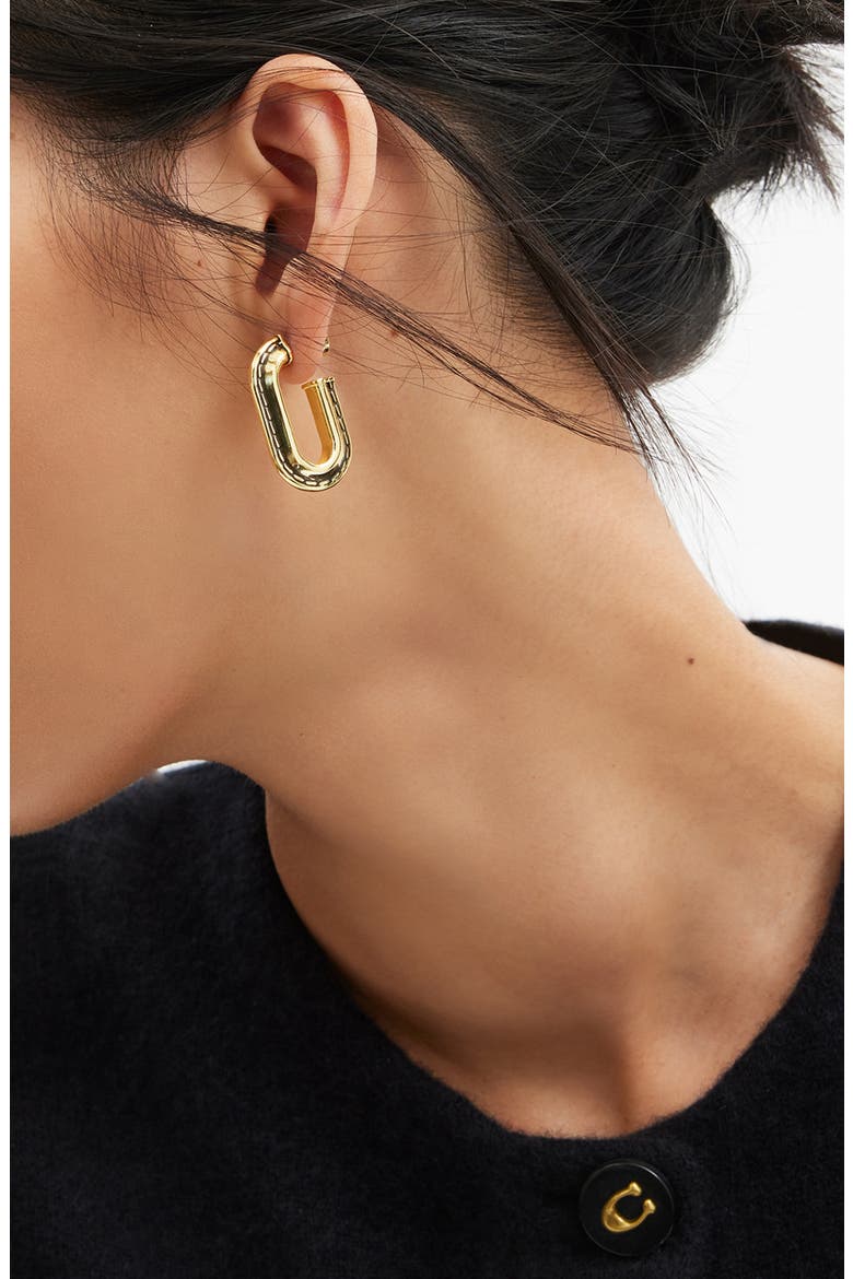 Stitched Oval Hoop Earrings, Alternate, color, GOLD