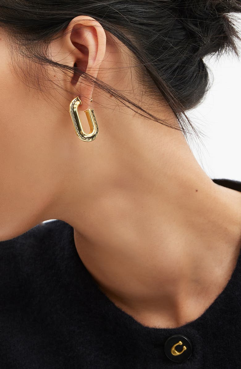 COACH Stitched Oval Hoop Earrings, Alternate, color,