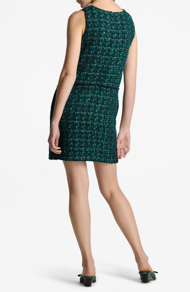 ST. JOHN Metallic Tweed & Twill Sleeveless Dress, Alternate, color, Spruce Multi