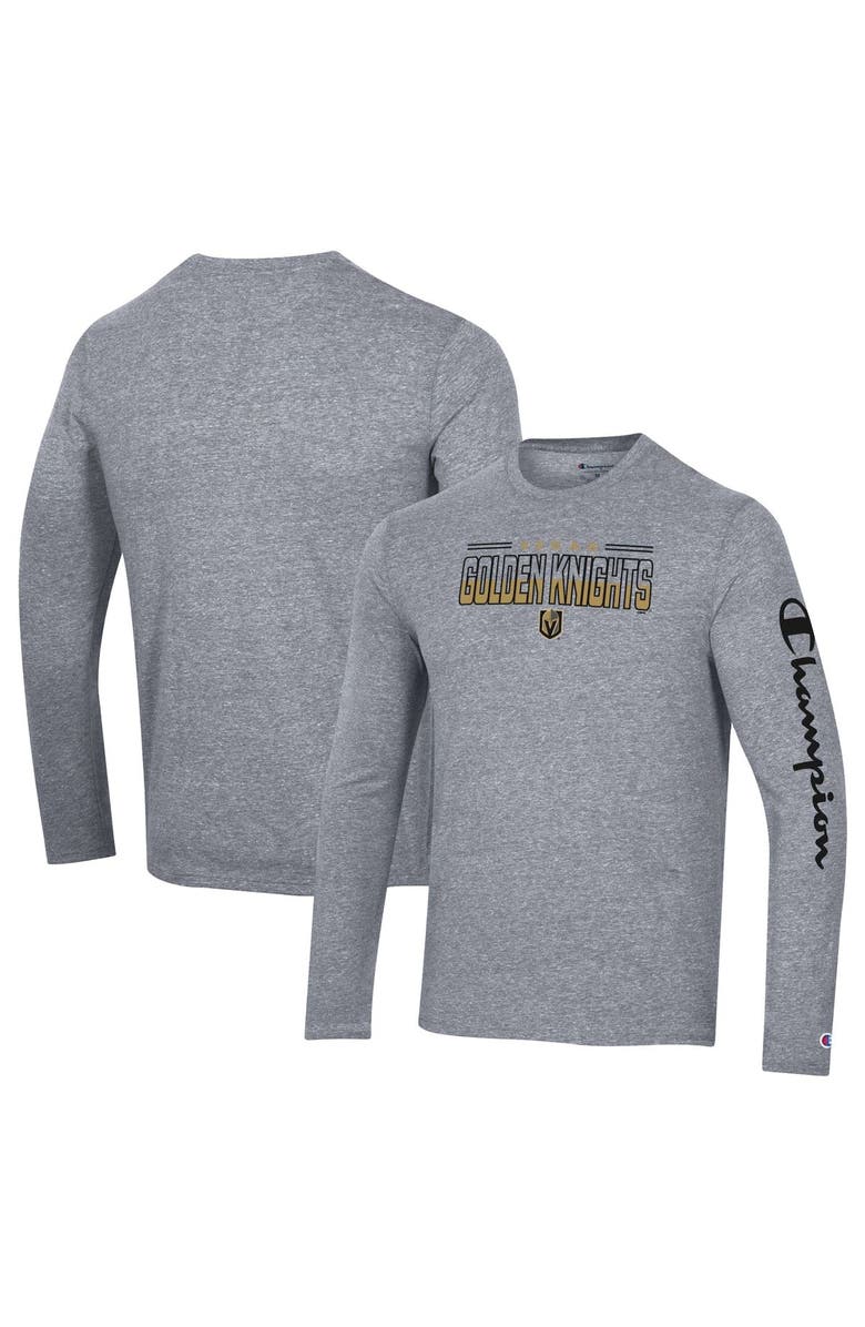 Champion Men's Champion Heather Gray Vegas Golden Knights Tri-Blend Long Sleeve T-Shirt, Main, color, Gray