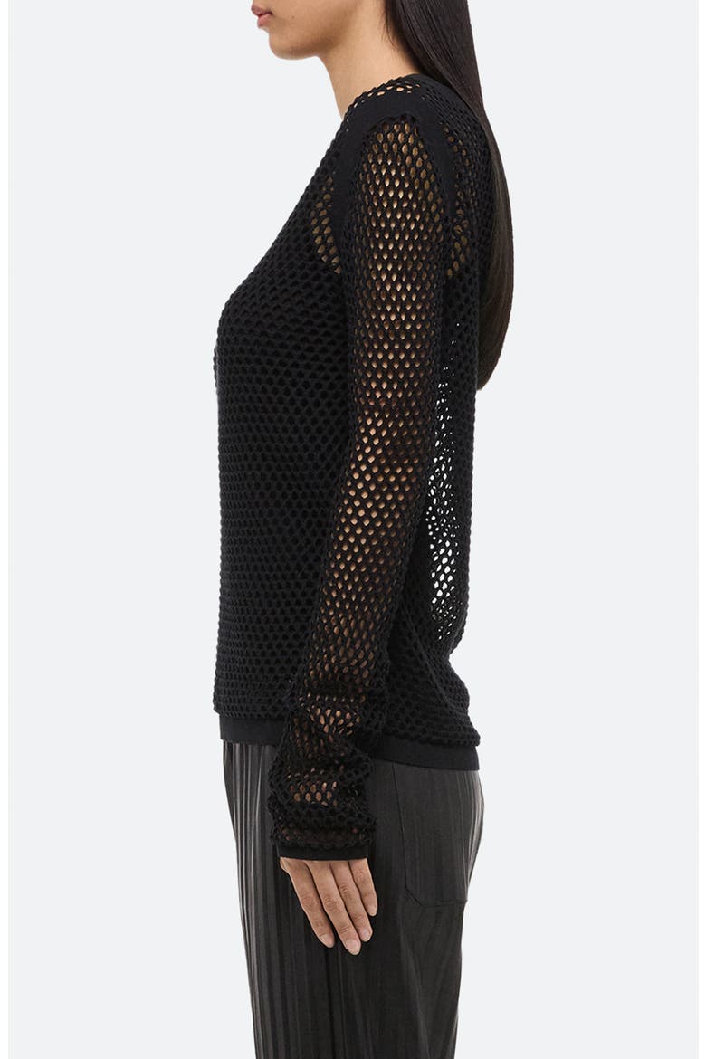 Mesh Cotton Knit Top, Alternate, color, BLACK