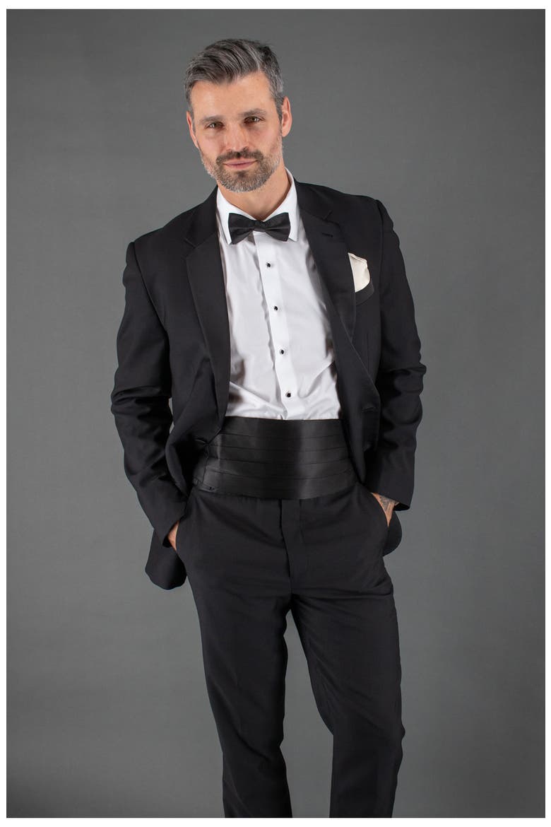 Sutton Solid Silk Cummerbund, Alternate, color, BLACK