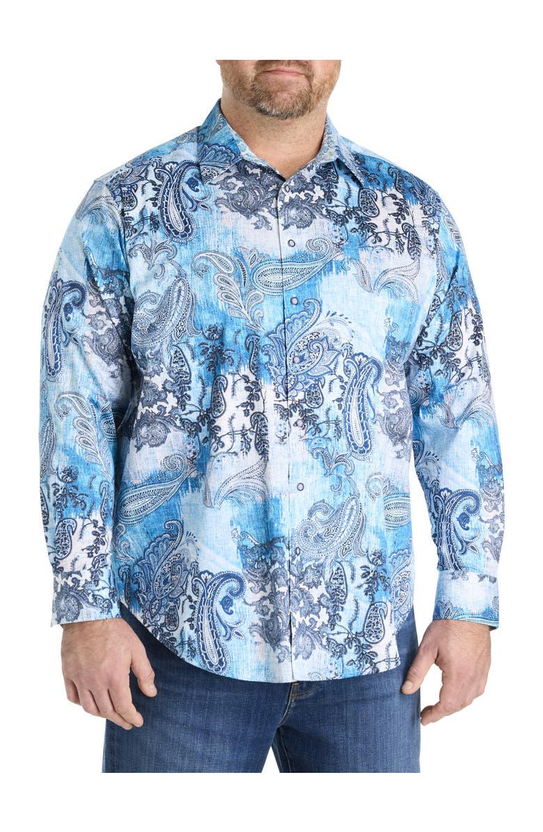 Robert Graham DXL Big & Tall  Patmos Sport Shirt, Alternate, color, Blue
