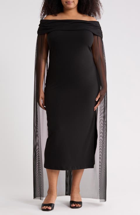 Waverly Off the Shoulder Cape Dress (Plus)