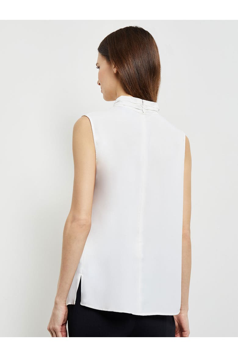 Sleeveless Twist Neck Crepe de Chine Blouse, Alternate, color, White
