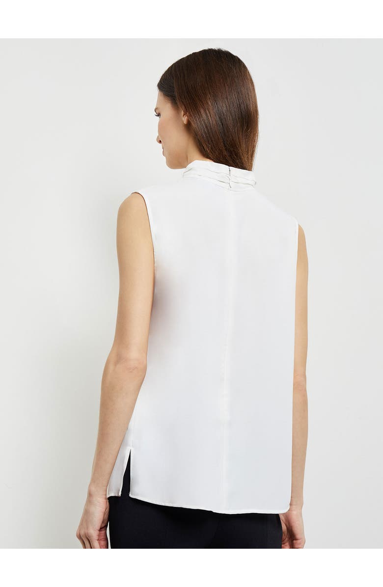 Misook Sleeveless Twist Neck Crepe de Chine Blouse, Alternate, color, White