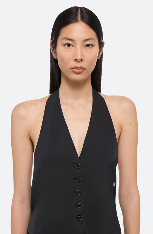 Helmut Lang Halter Vest Fluid Twill Top In Black