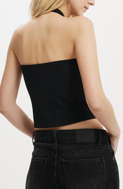 Cotton On All Day V Neck Halter In Black