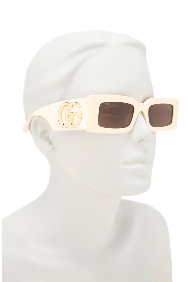 53mm Rectangular Sunglasses, Alternate, color, IVORY/ BROWN
