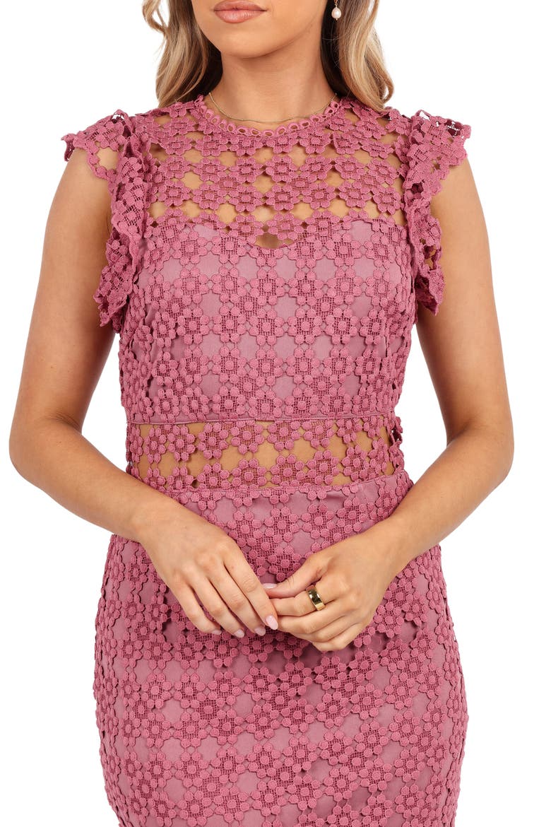 Lauren Lace Overlay Dress, Alternate, color, DARK ROSE