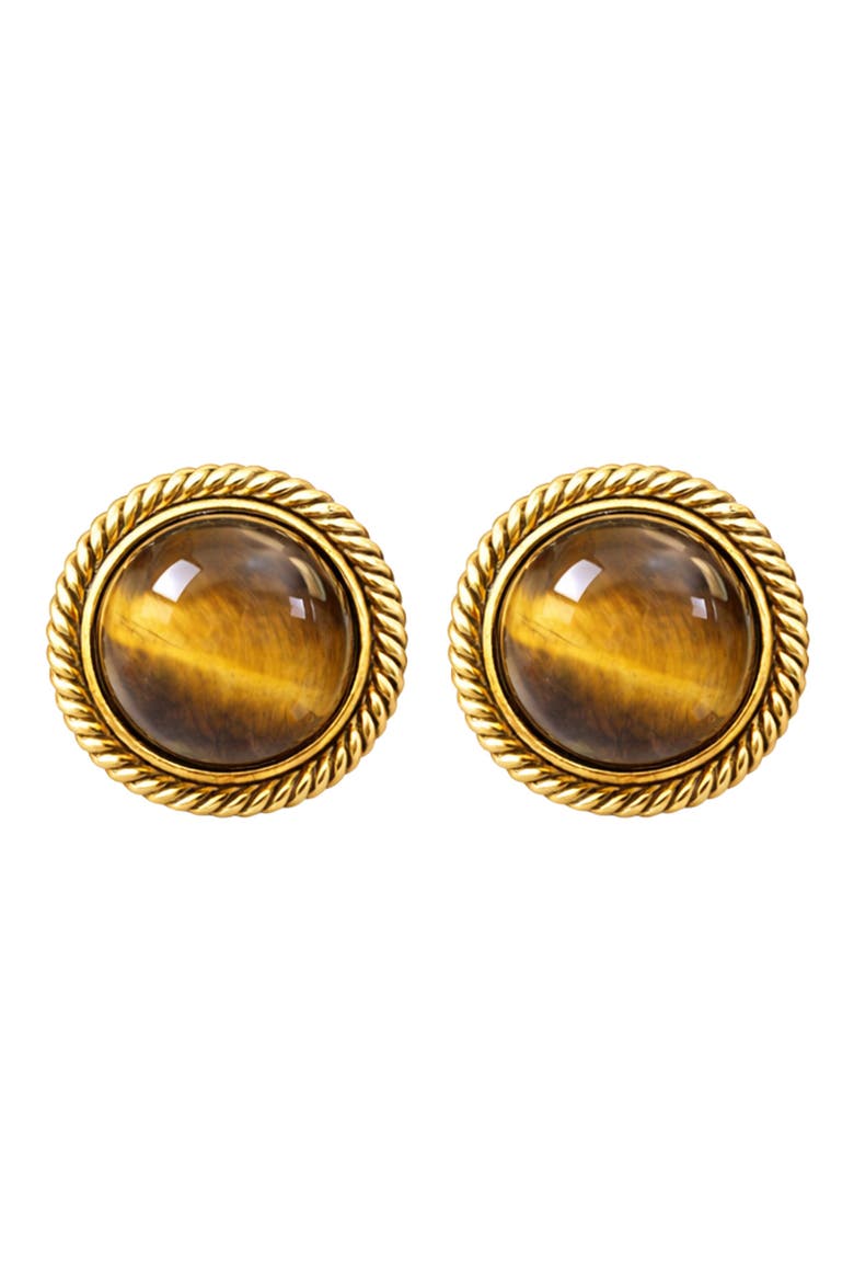 Faux Tiger Eye Earrings, Main, color, GOLD