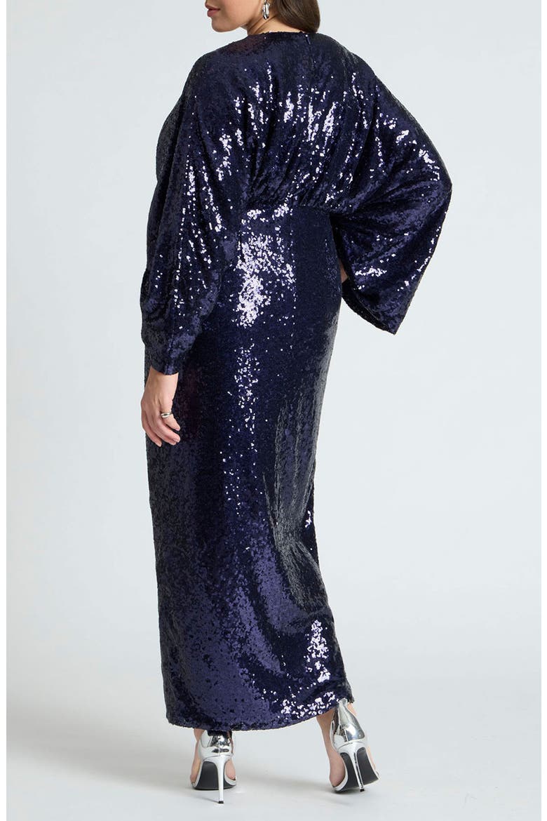 Dolman Long Sleeve Sequin Dress, Alternate, color, BEACON BLUE