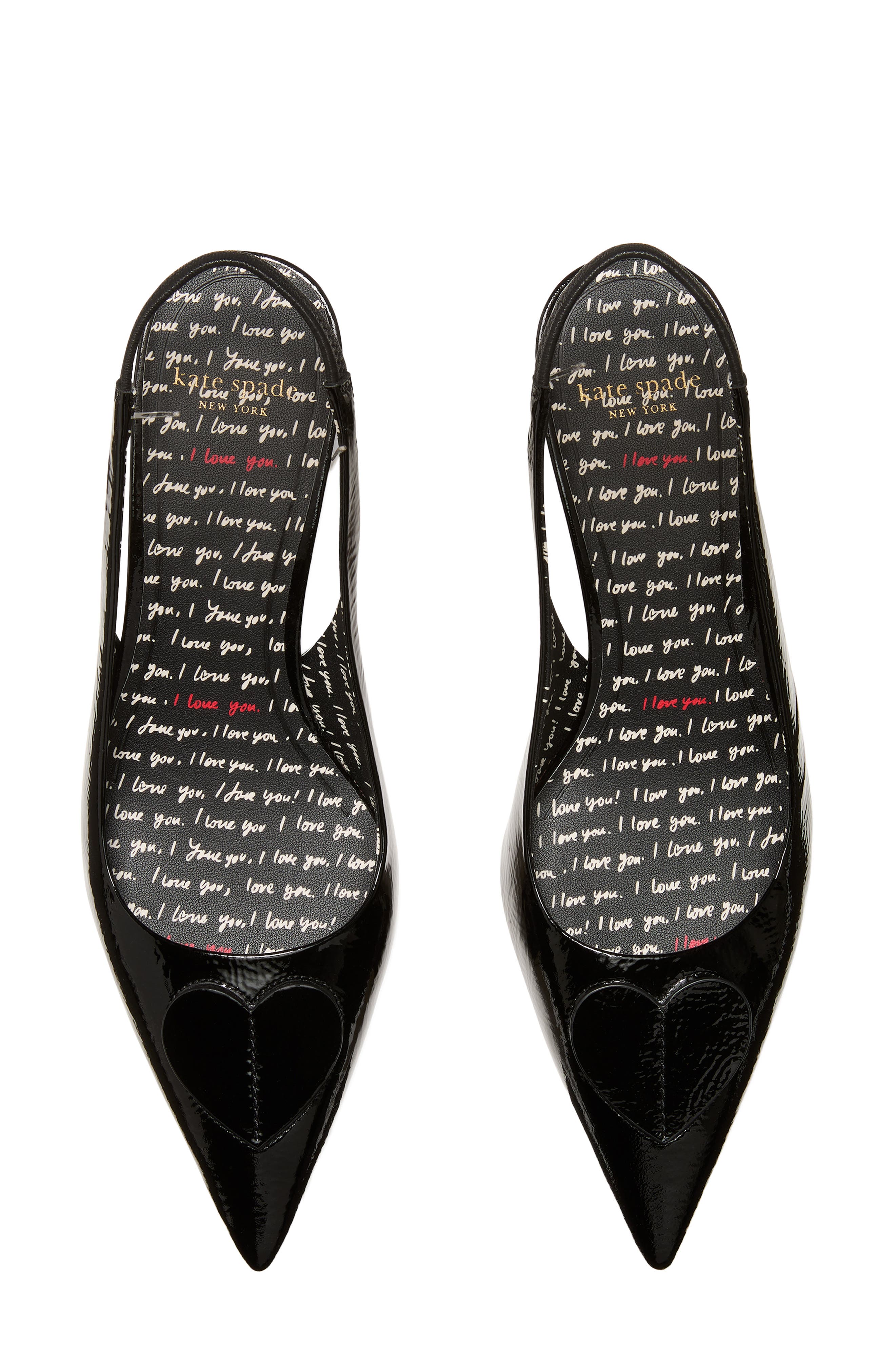 Kate Spade New York lover crinkle patent leather slingback pump, Alternate, color, Black