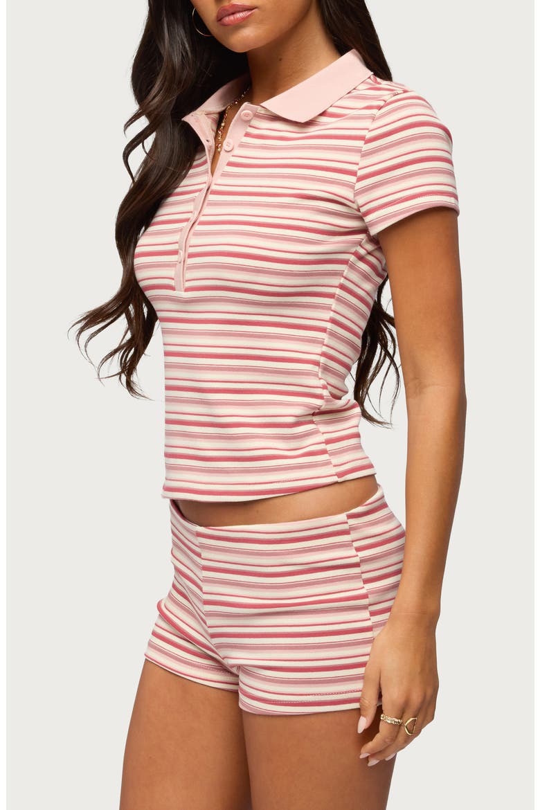 Noelia Striped Polo Top, Alternate, color, PINK
