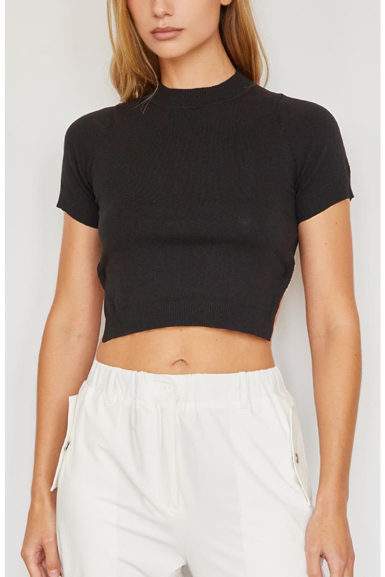Tie Back Knit Top, Main, color, Black