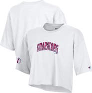 Champion Women's Champion White Cleveland Guardians Boyfriend Cropped Americana T-Shirt
