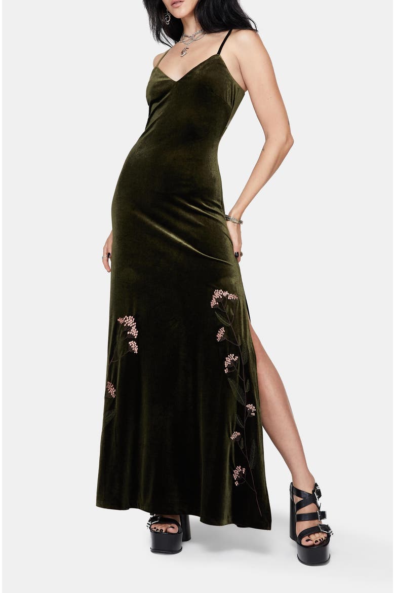 Sleeveless Maxi Slip Gown, Alternate, color, Green