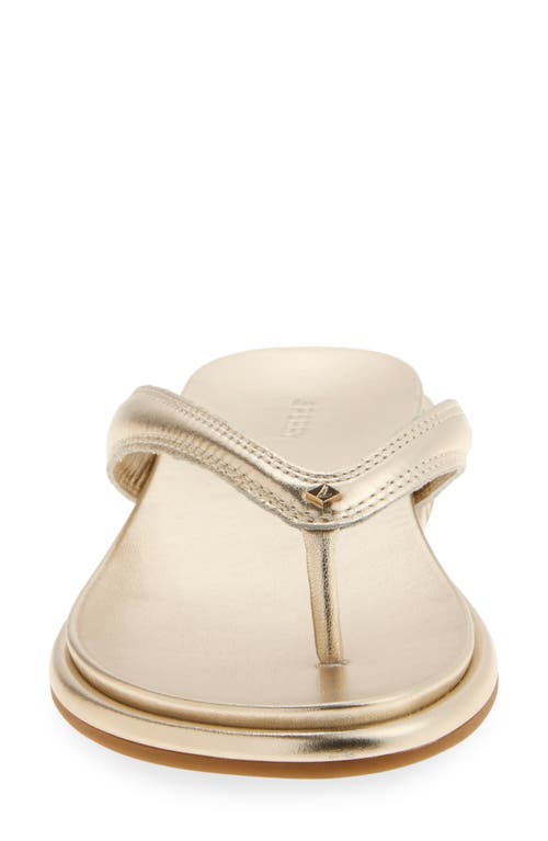 Sperry Isla Flip Flop In Soft Gold Leather Tumbled