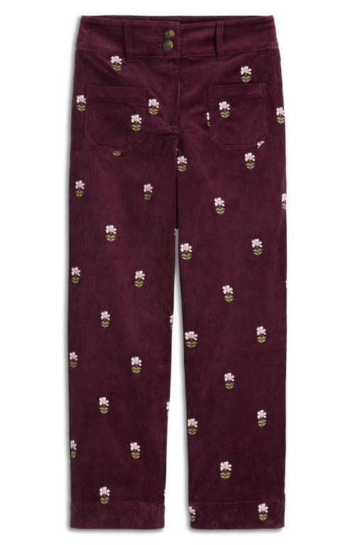 Boden Embroidered Corduroy Ankle Pants In Burgundy