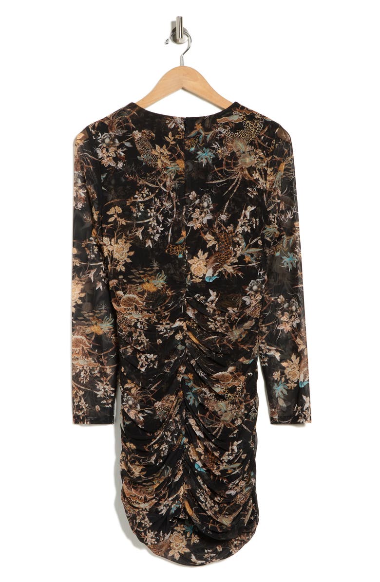 L'AGENCE Sunny Long Sleeve Minidress, Alternate, color, Black Multi Tapestry Jungle