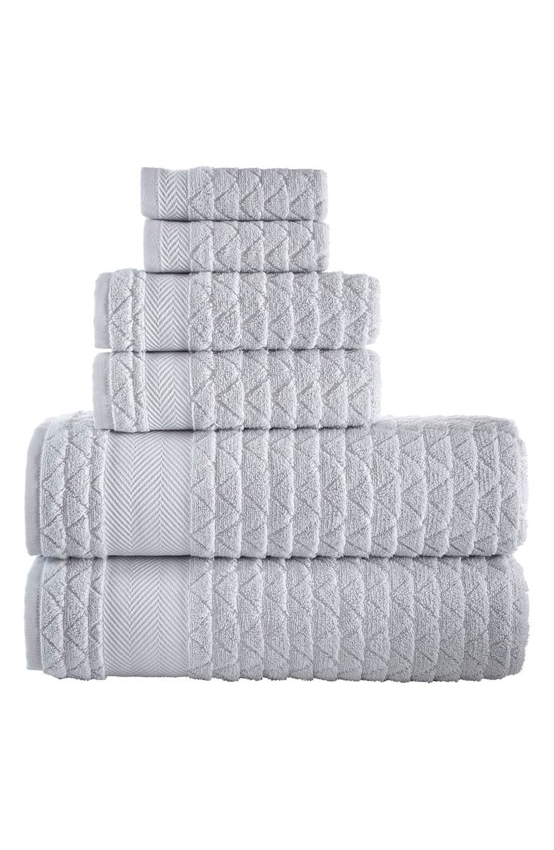 Brooks Brothers Herringbone 6-Piece Towel Set, Main, color, Silver