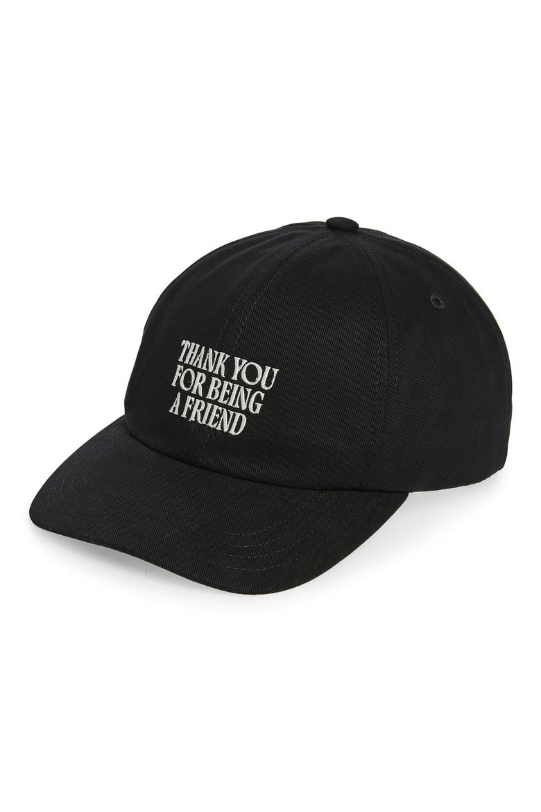 Friend Embroidered Adjustable Baseball Cap, Main, color, NOIR